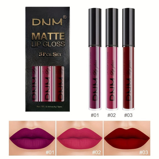3Pcs Matte Liquid Lipstick Set - Long-Lasting, Smudge-Proof, Rich Color Rendering Lip Glaze with Replenishing Benefits for All Skin Types - Perfect Valentines Day Gift or Music Festival Essential