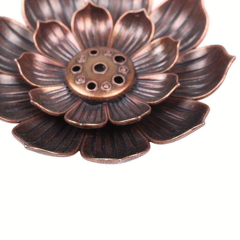 1pc Alloy Incense Burner Stick Holder Plate Burner Plate Buddhism Coil Lotus Censer, Incense Burner, Copper Golden Hollow Metal Incense Burner Iron Art, Zen Incense Burner, Aroma Diffuser, Incense Box, Home Decor, Room Decor,