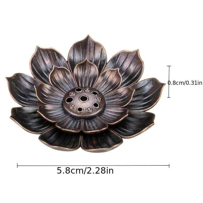 1pc Alloy Incense Burner Stick Holder Plate Burner Plate Buddhism Coil Lotus Censer, Incense Burner, Copper Golden Hollow Metal Incense Burner Iron Art, Zen Incense Burner, Aroma Diffuser, Incense Box, Home Decor, Room Decor,