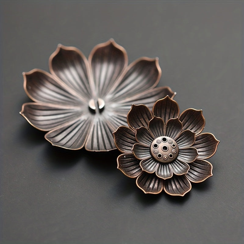 1pc Alloy Incense Burner Stick Holder Plate Burner Plate Buddhism Coil Lotus Censer, Incense Burner, Copper Golden Hollow Metal Incense Burner Iron Art, Zen Incense Burner, Aroma Diffuser, Incense Box, Home Decor, Room Decor,