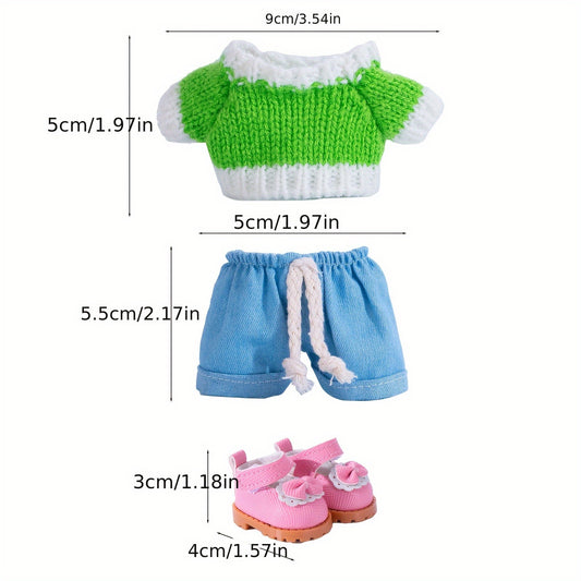 6.69inch Doll Clothes For Labubu With 3 Outfits - Stylish Fisherman Hat & Sweaters & Pants Or Skirt Set For 6.69inch Dolls, Adorable Labubu Accessories For Play & Display (Not Included Shoes & Doll)