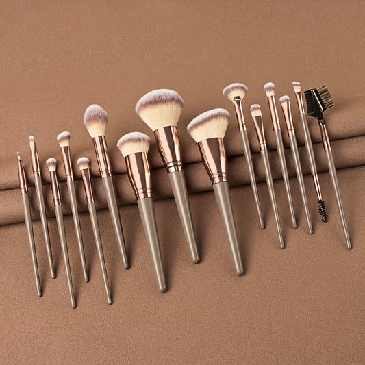 15PCS Professional Makeup Brush Set, Premium Synthetic Bristles Face Powder Blush Foundation Eyeshadow Blending Brushes Kit, Ideal For Makeup Beginner