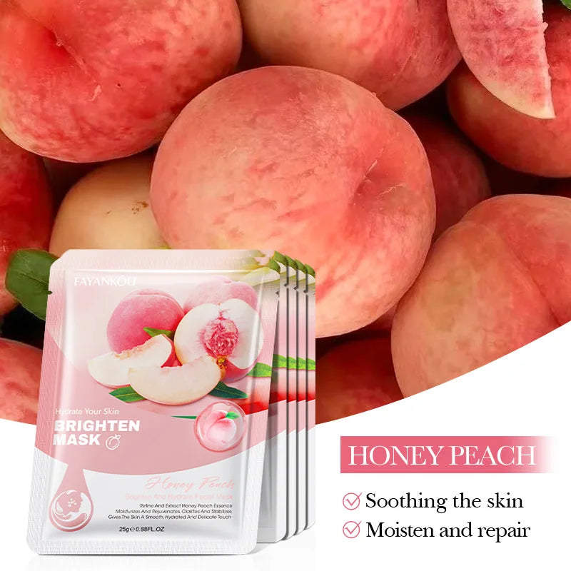 10pcs Fruits Facial Masks For Face Skincare Moisturizing Brightening Hydrating Firming Face Mask Beauty Face Skin Care Products