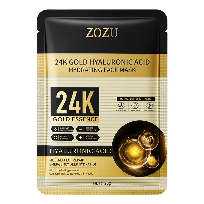 10pcs 24K Golden Hyaluronic Acid Face Mask Facial skincare Firming Moisturizing Hydrating Facial Masks Skin Care Products