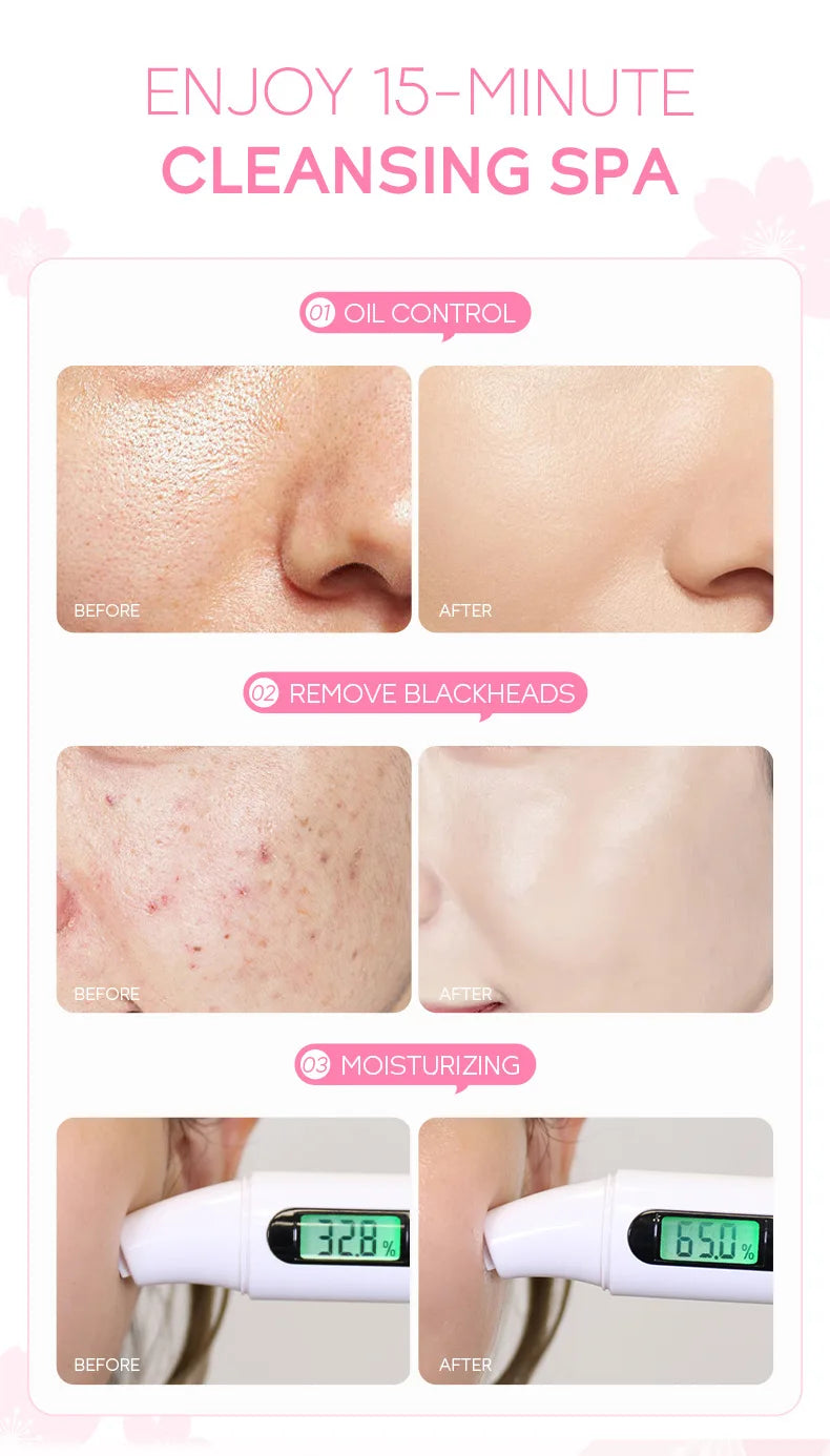 100g Japan Sakura Mud Face Mask Night Facial Packs Skin Clean Blackhead Pores Smearing Mud Mask Oil-Control Smoothing Skin Care