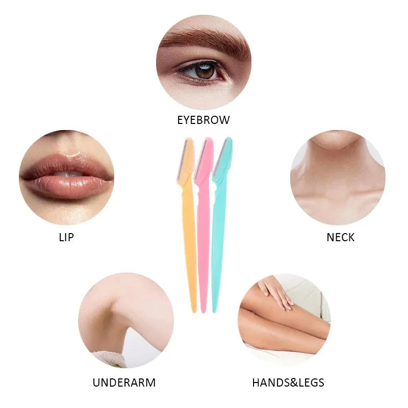 3pcs Eyebrow Trimmer Set Anti-scratch Safety Sharp Shaving Blade Eyebrow Trimmer Beauty Tool
