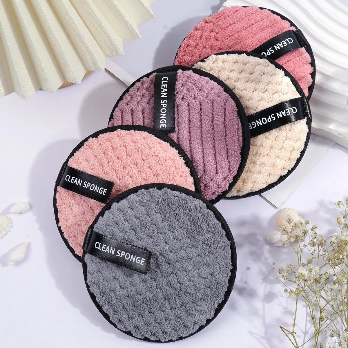 5Pcs Soft Skin Makeup Remover Polyester Facial Cleaning Tool Cosmetic Remover For Men And Women Beauty Tool