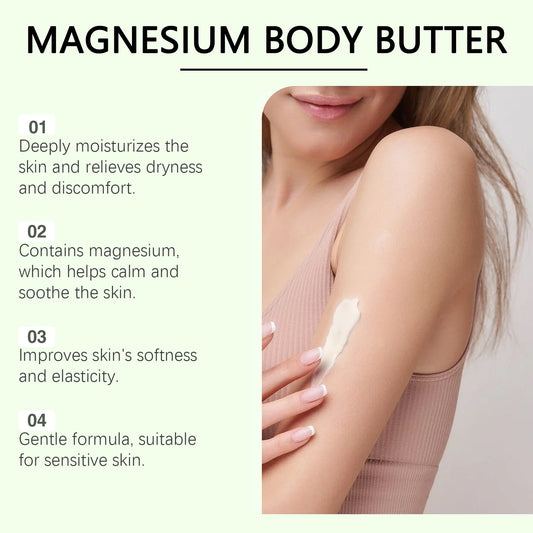 Shea Butter Body Lotion Moisturizing Magnesium Body Butter Nourishing Skin Soft Smooth Soothes Muscles Body Skincare Cream