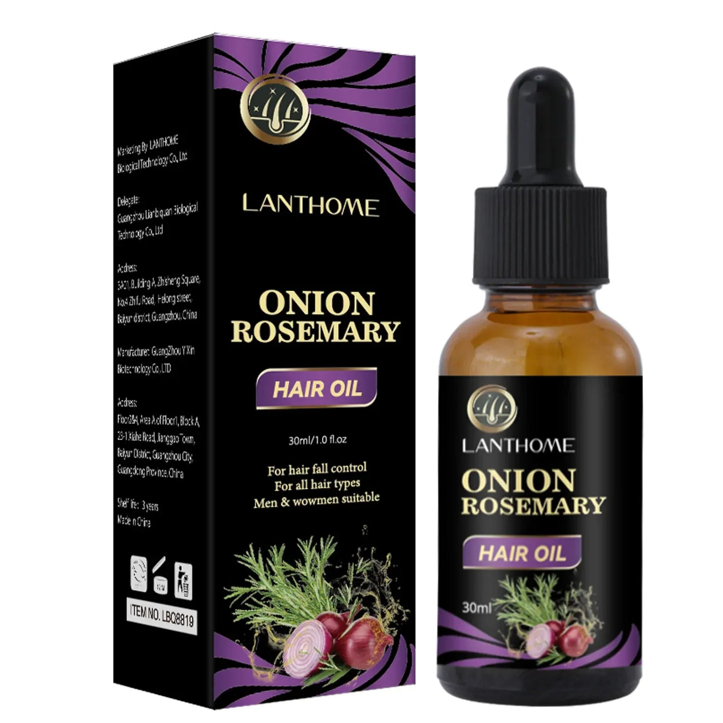 Rosemary Onion Strengthening Shampoo for Hair Growth Repair Damaged Anti Loss Hair Care Shampoo Professional for Men and Women
