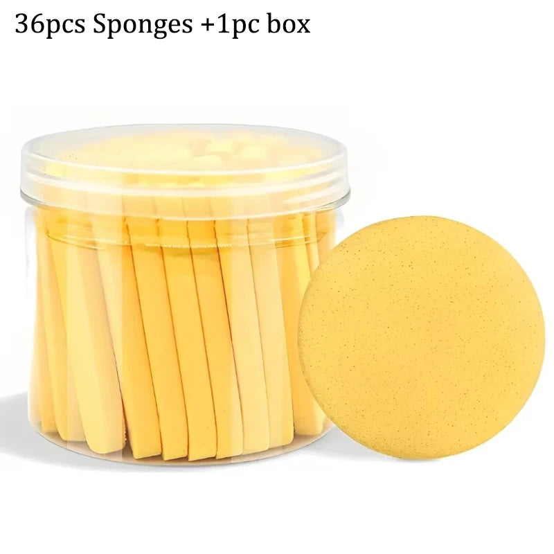 Compressed Facial Sponges with Storage Box Soft Cleansing Pads for Makeup Remover Reusable Round Face Wash Sponge Skincare Tool