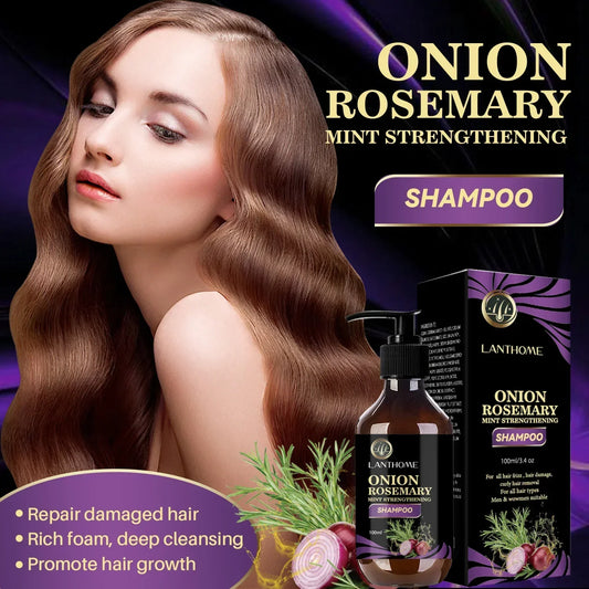 Rosemary Onion Strengthening Shampoo for Hair Growth Repair Damaged Anti Loss Hair Care Shampoo Professional for Men and Women