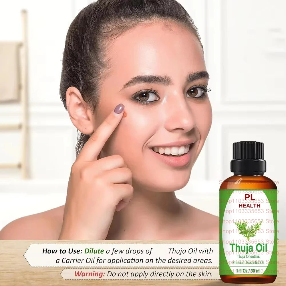 Thuja Essential Oil 1oz (30ml) Premium Essential Oil with Dropper for Skincare, Hair Care, Aromatherapy and Diffuser