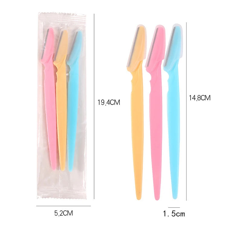 3pcs Eyebrow Trimmer Set Anti-scratch Safety Sharp Shaving Blade Eyebrow Trimmer Beauty Tool