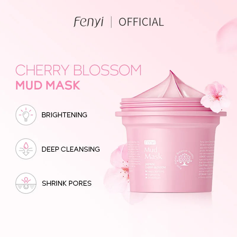 100g Japan Sakura Mud Face Mask Night Facial Packs Skin Clean Blackhead Pores Smearing Mud Mask Oil-Control Smoothing Skin Care