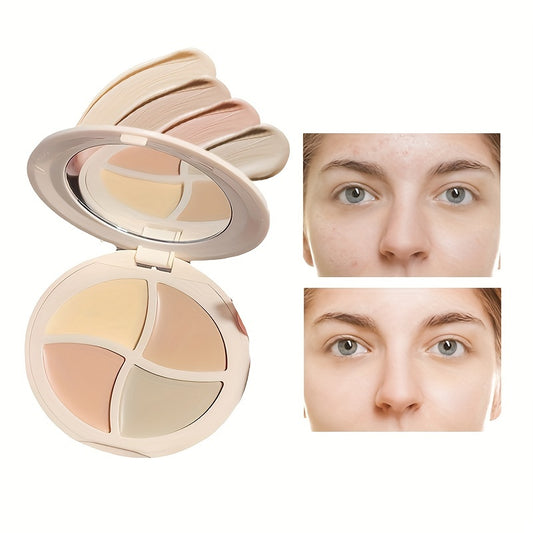 4-Color Hydrating Concealer Cream - Flawless Camouflage & Radiant Glow - Korean Beauty Must-Have for Dark Circles, Full Coverage, Easy Contouring & All-in-One Foundation
