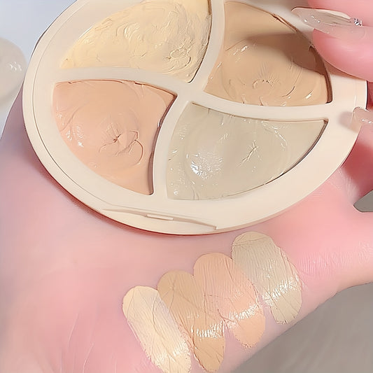 4-Color Hydrating Concealer Cream - Flawless Camouflage & Radiant Glow - Korean Beauty Must-Have for Dark Circles, Full Coverage, Easy Contouring & All-in-One Foundation