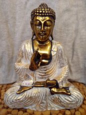 Boeddha Vitarka Mudra wit/goud